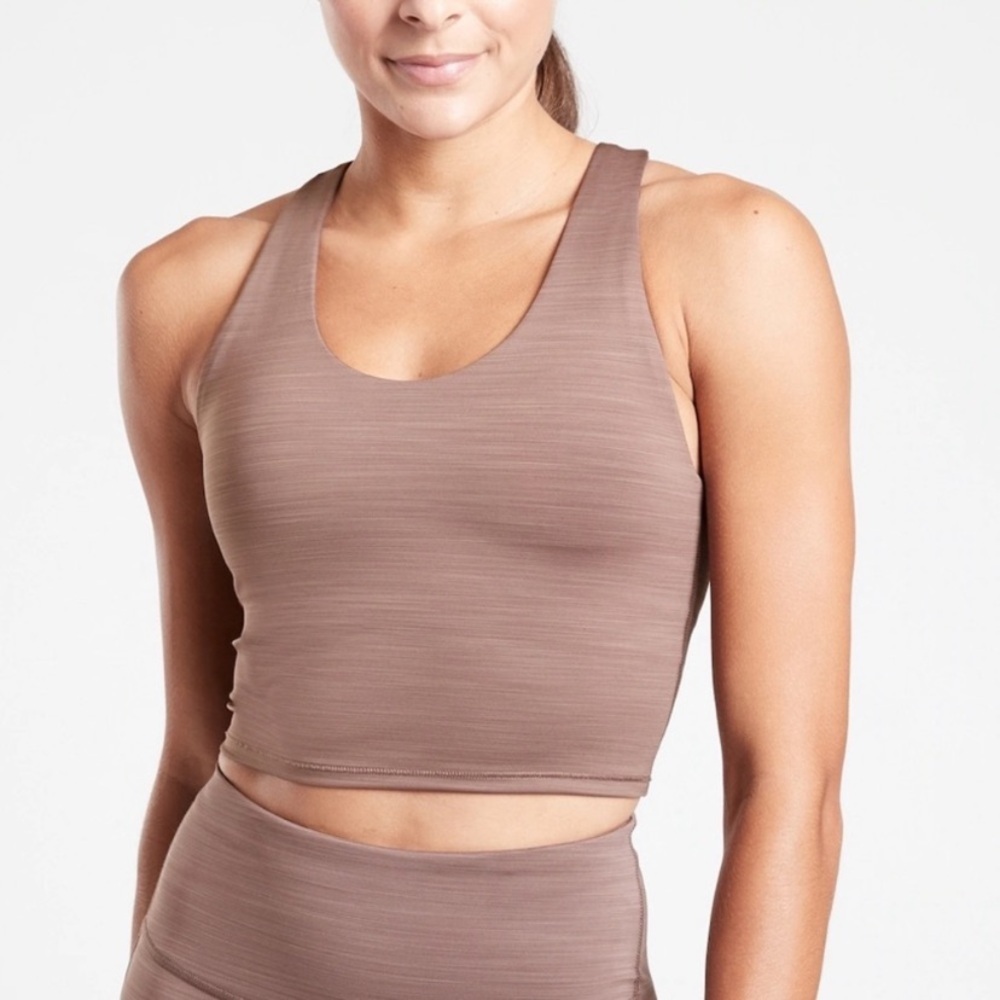 Athleta Brown Space Dye Supersonic Running Yoga Crop Tank Top Size Small